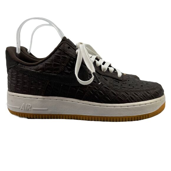 Nike Air Force 1 LV8 Sneakers Mens 8 Brown Faux-Crocodile Baroque Low Top Lace - Picture 1 of 15